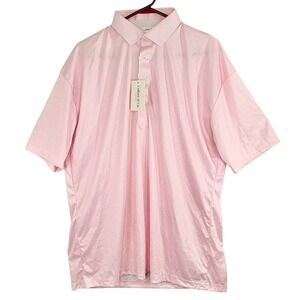 NEW Collars & Co. Men's XXL‎ Dress Collar Polo Pink Micro Check Short Sleeve NWT